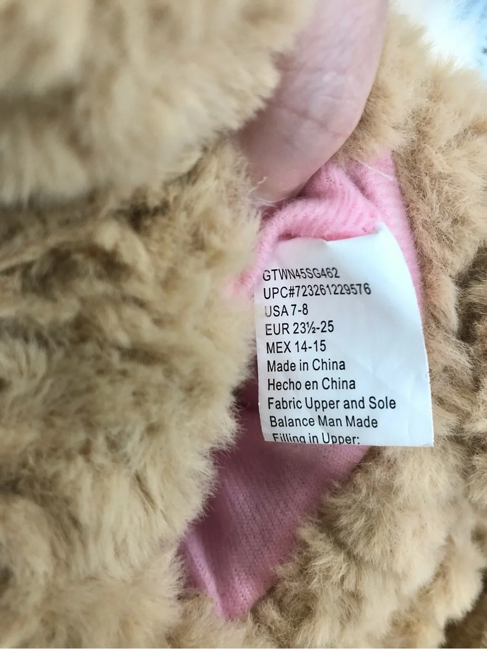 NEW WONDER NATION Plush Teddy Bear Slippers Tan Size 7 - 8 Toddler Girl’s